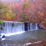 Lynchburg parks and recreation, Hollins Mill Park Dam in fall